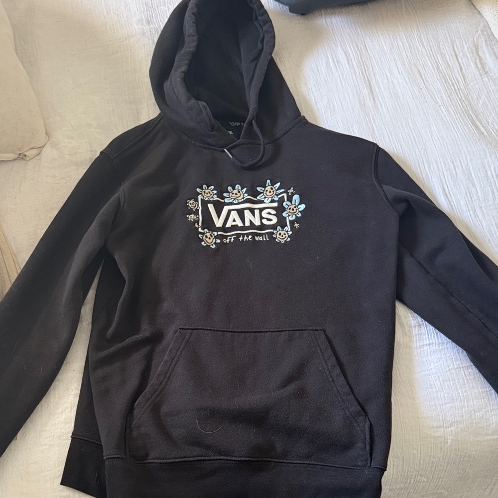 Vans Black Hoodie with Floral Accents